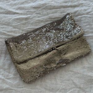 Maje light gold sequin Clutch